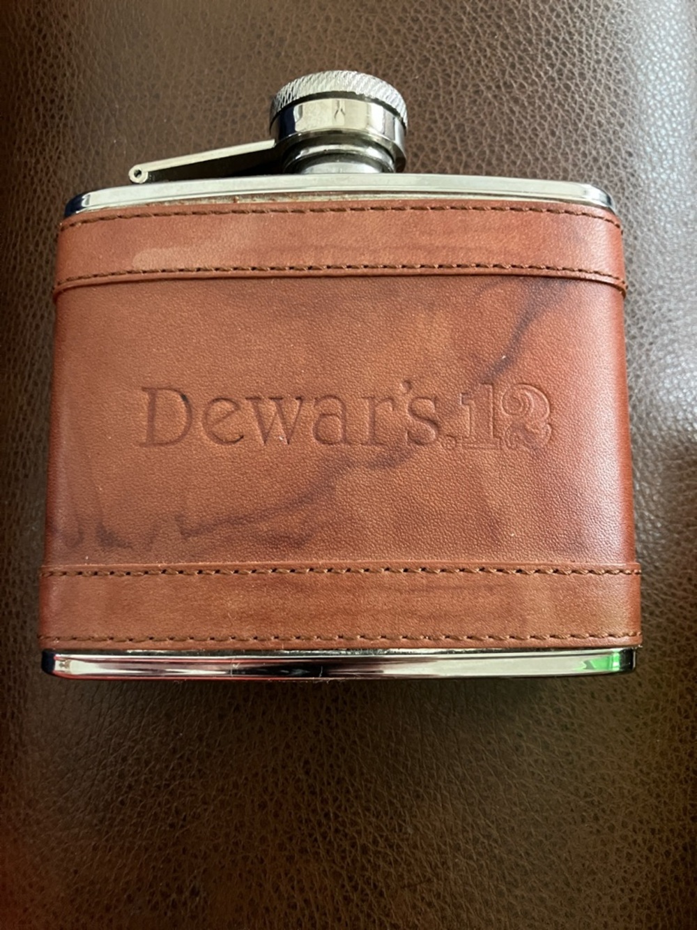 Dewar’s 12 Leather-Wrapped Hip Flask - Brown